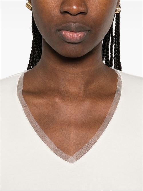 T-shirt donna manica lunga con scollo a V Fabiana Filippi | JED266F134L9070145